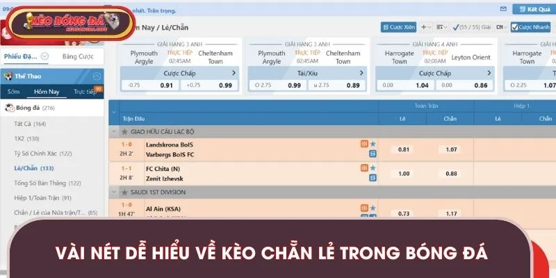 Kèo chẵn lẻ là dạng cược phụ phổ biến trong các trận đấu